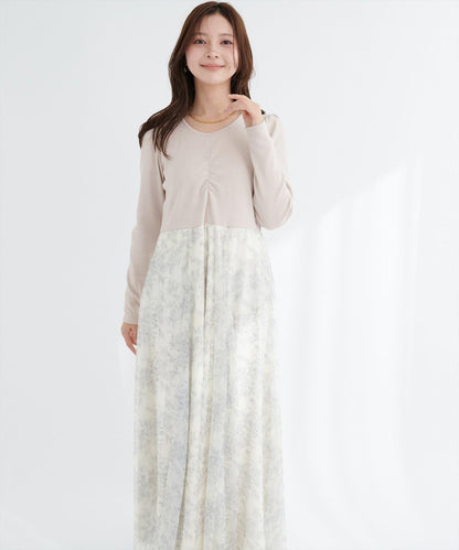 花卉圖案網紗連衣裙