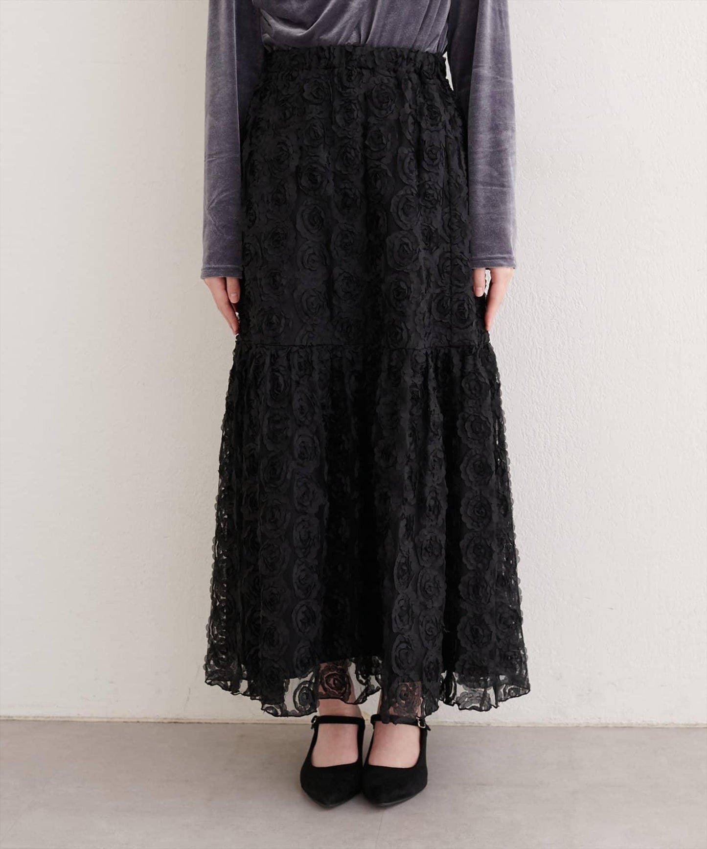 花卉網紗蓬鬆半身裙