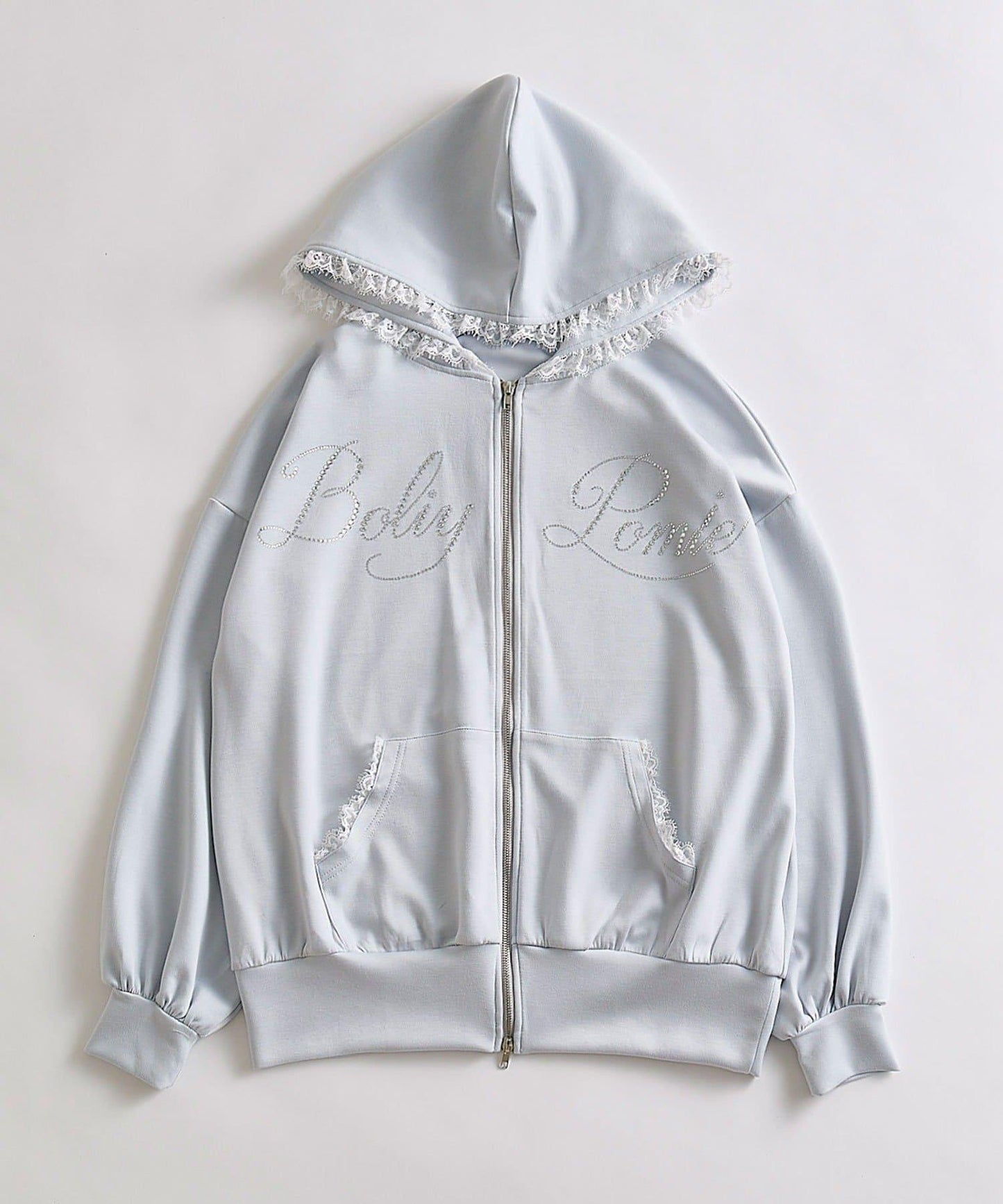 帶標誌蕾絲連帽衫