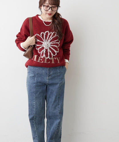 花卉提花針織毛衣