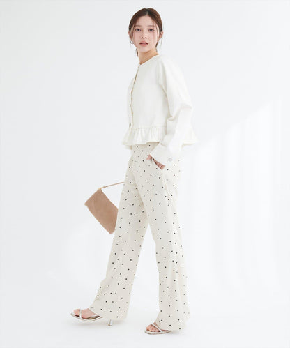 無領荷葉邊牛仔夾克