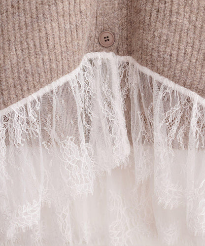 下襬蕾絲開衫