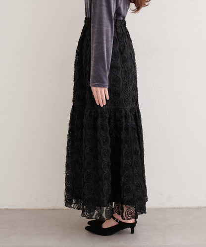 花卉網紗蓬鬆半身裙