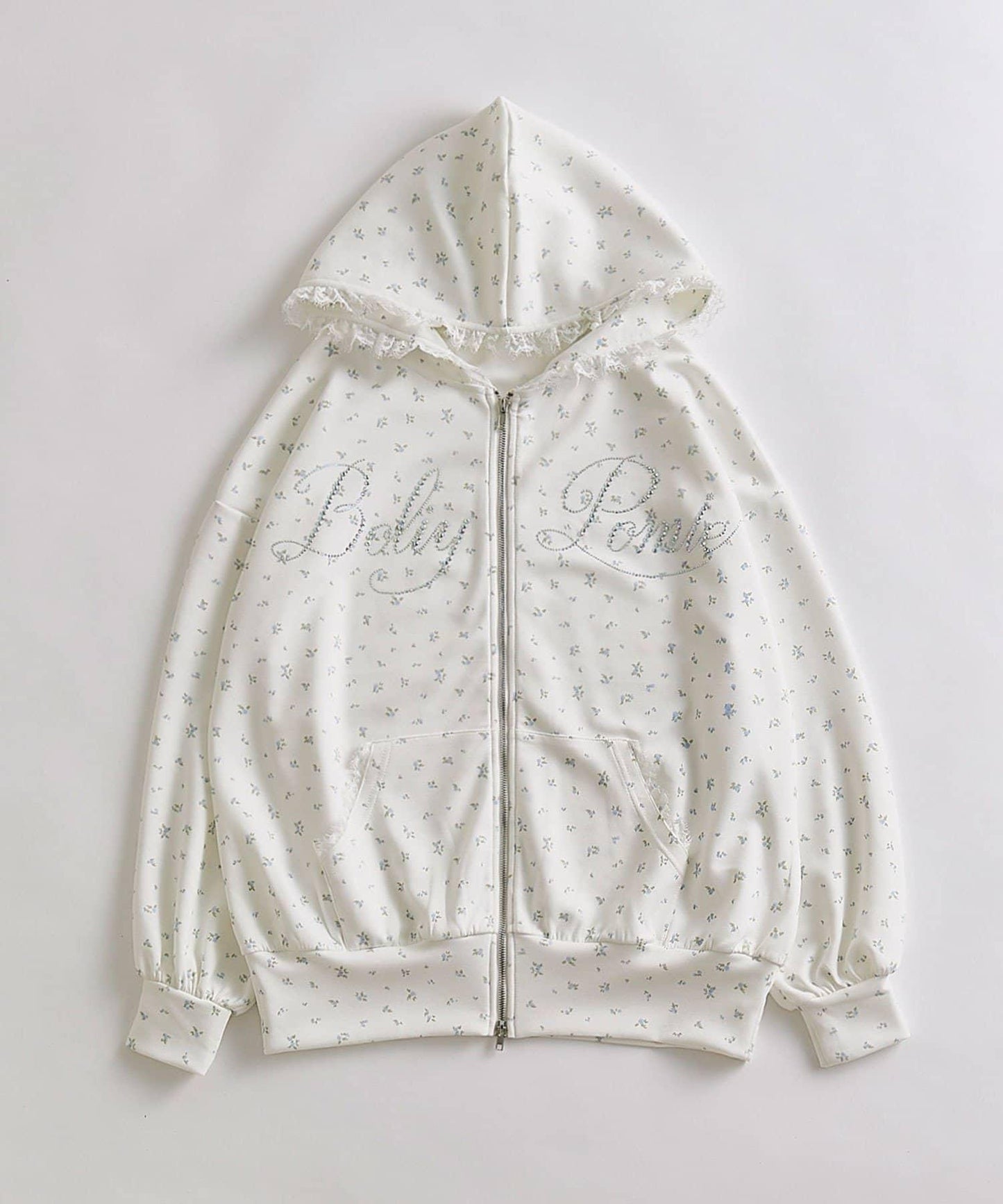 帶標誌蕾絲連帽衫