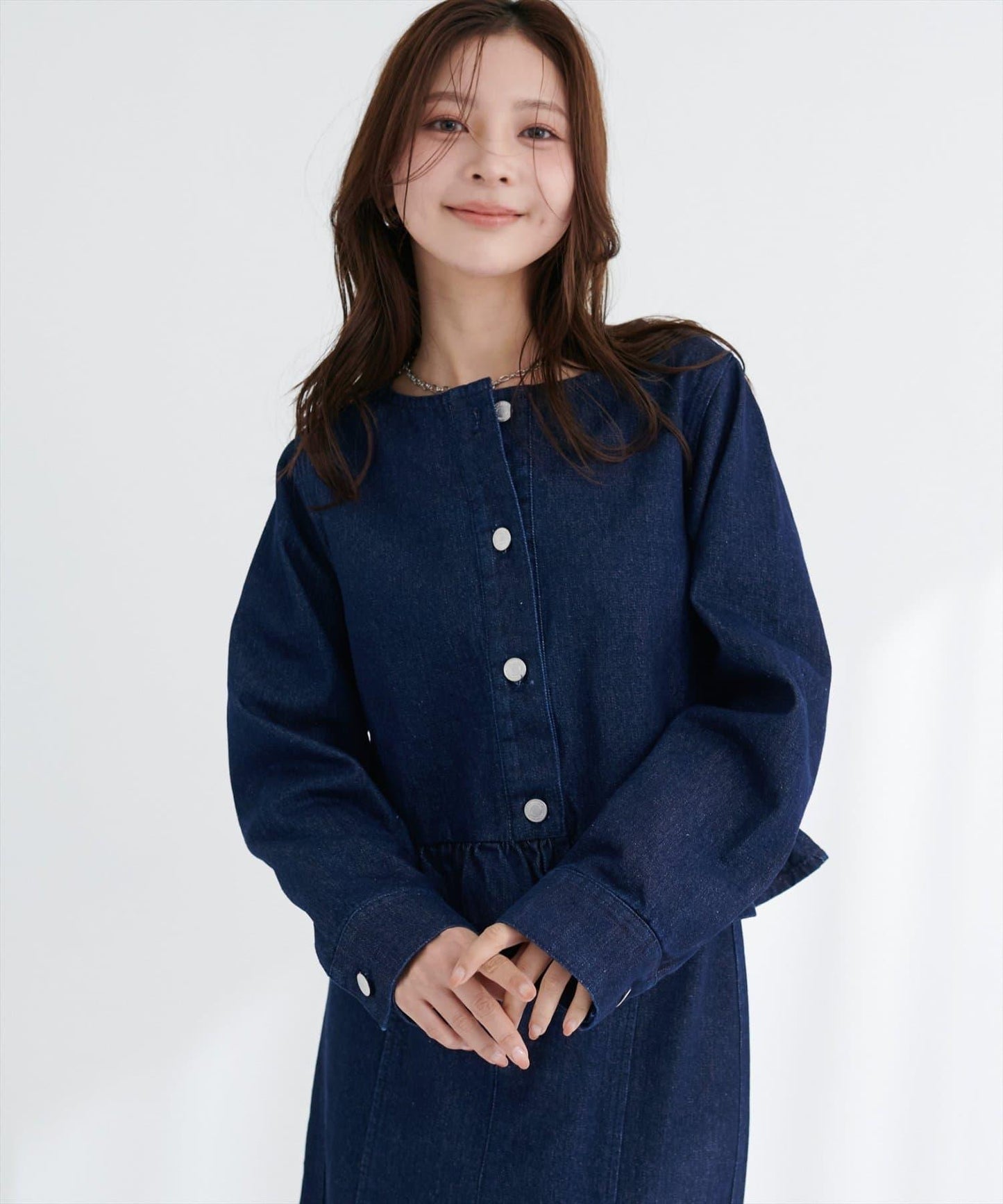 無領荷葉邊牛仔夾克