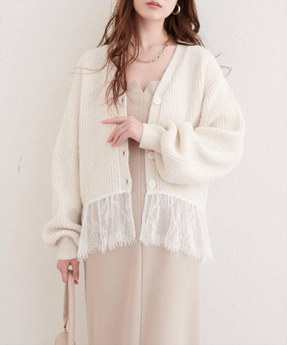 下襬蕾絲開衫