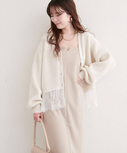 下襬蕾絲開衫