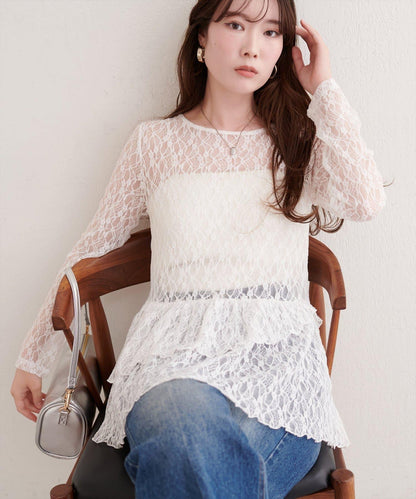 全蕾絲層疊上衣