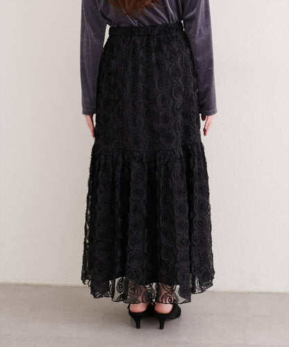 花卉網紗蓬鬆半身裙