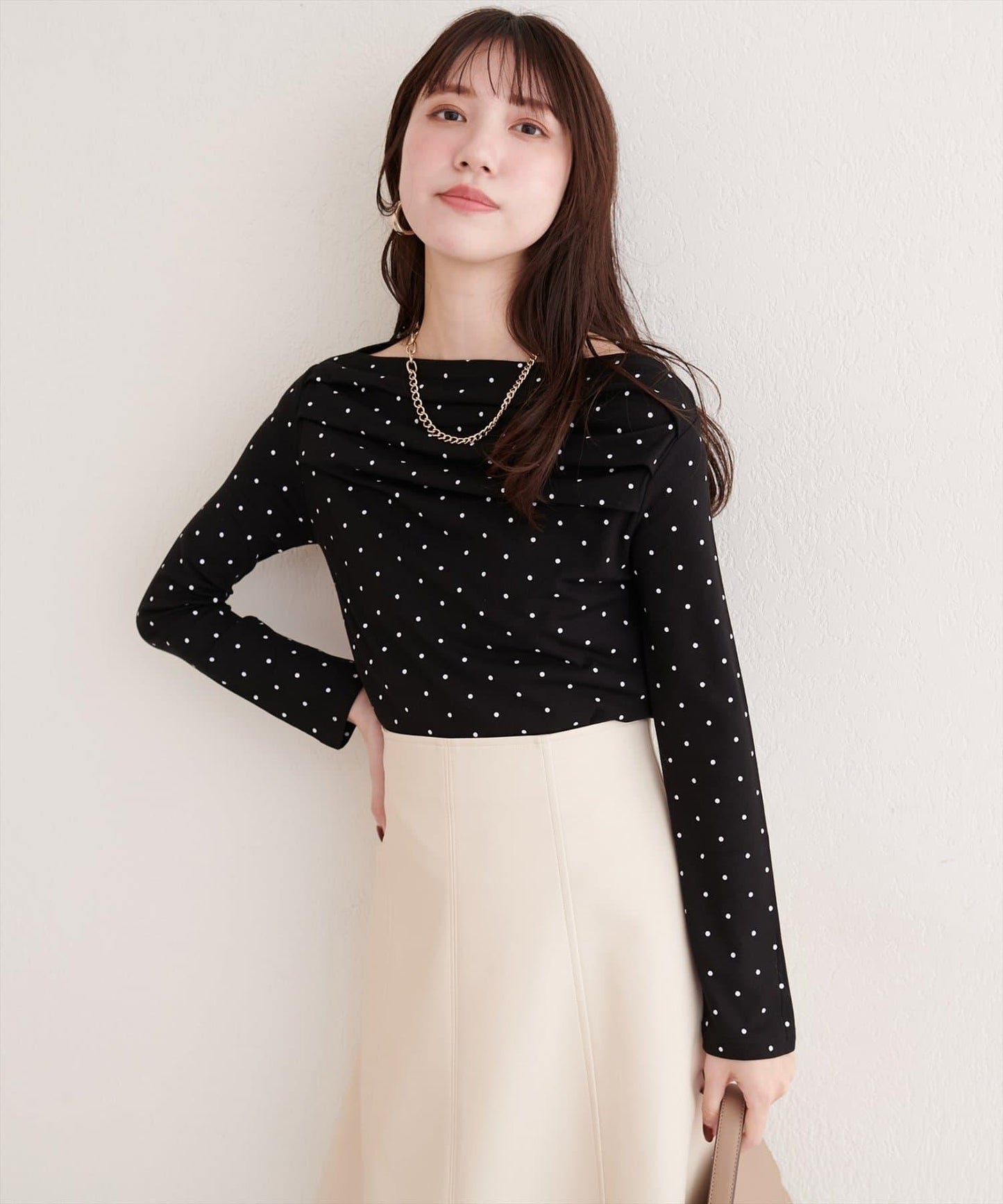 波點圖案垂墜感套頭衫