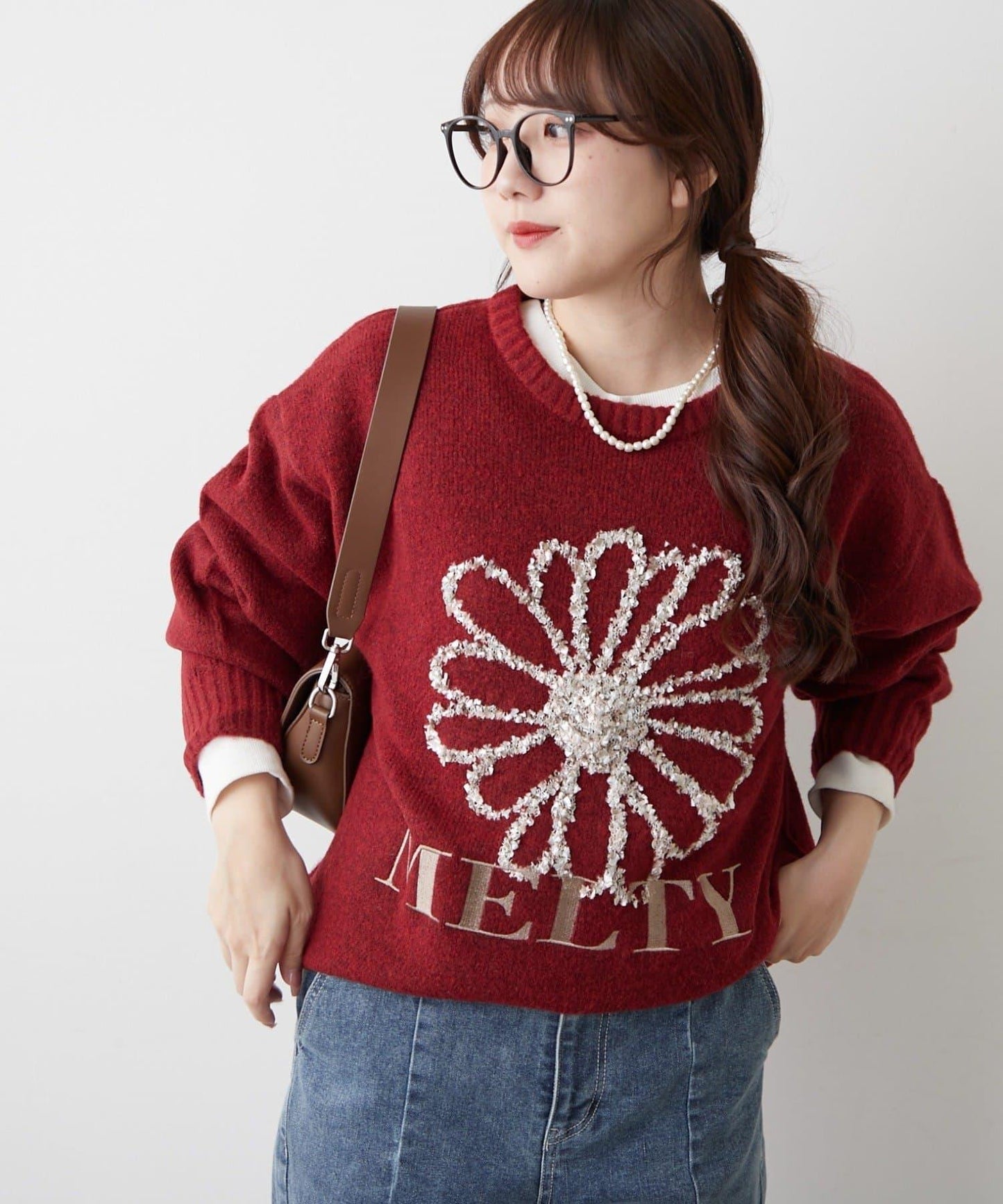 花卉提花針織毛衣