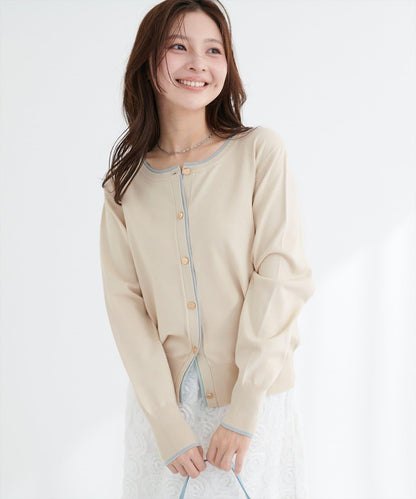 拼色金色紐釦針織開衫