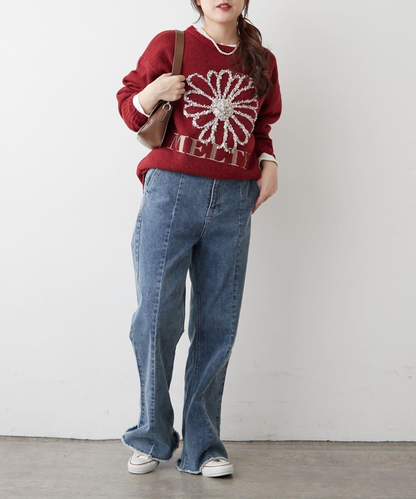 花卉提花針織毛衣