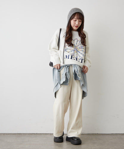 花卉提花針織毛衣