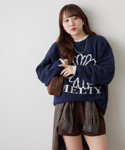 花卉提花針織毛衣