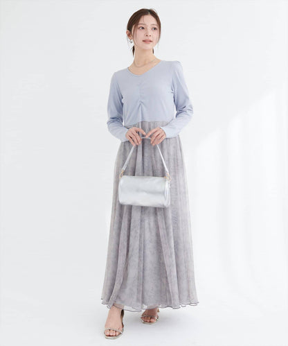 花卉圖案網紗連衣裙