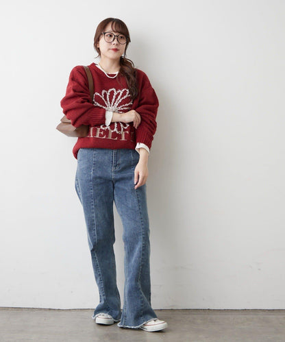 花卉提花針織毛衣