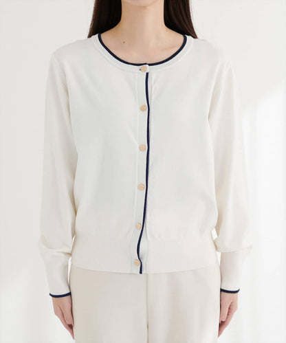 拼色金色紐釦針織開衫