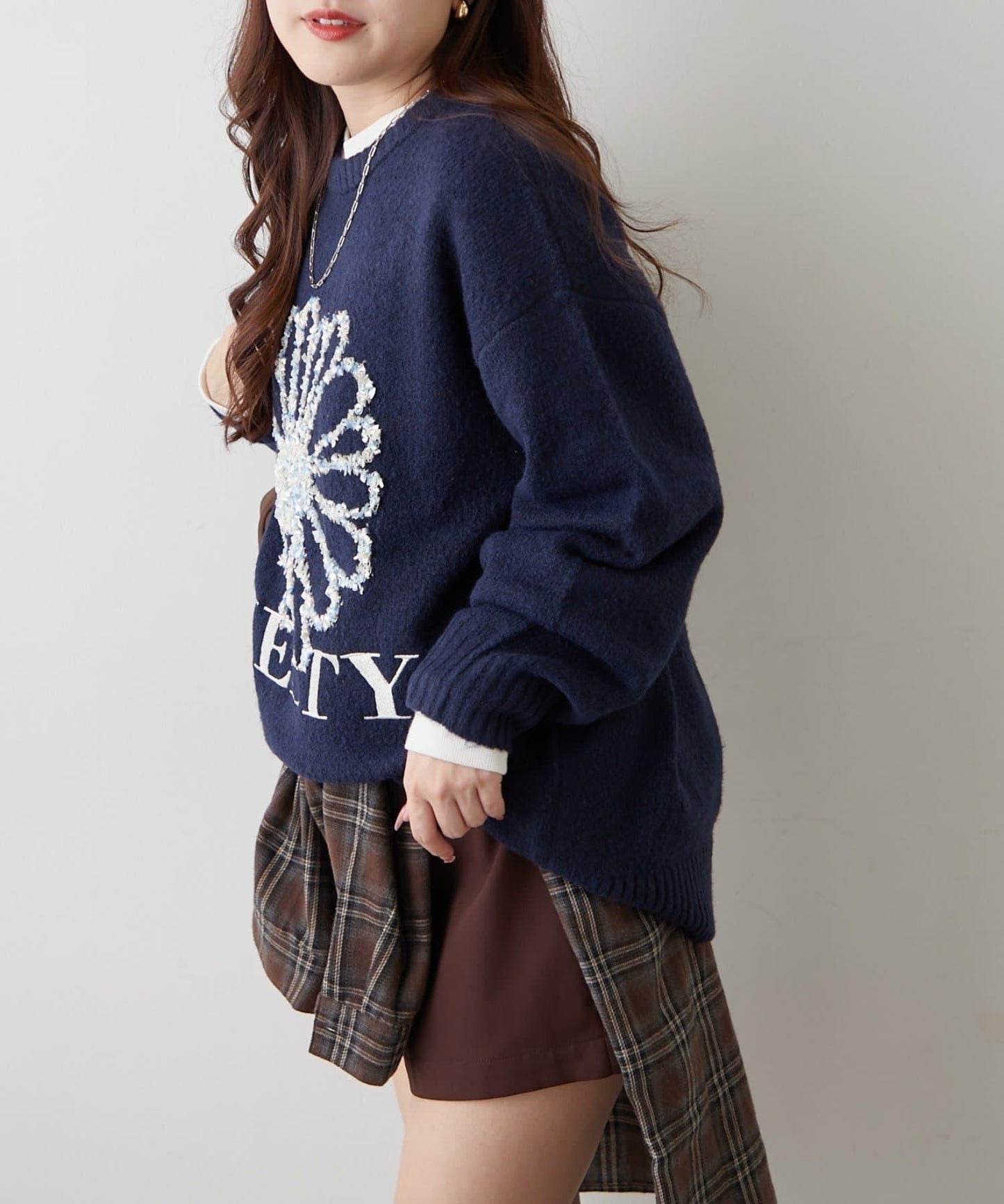 花卉提花針織毛衣