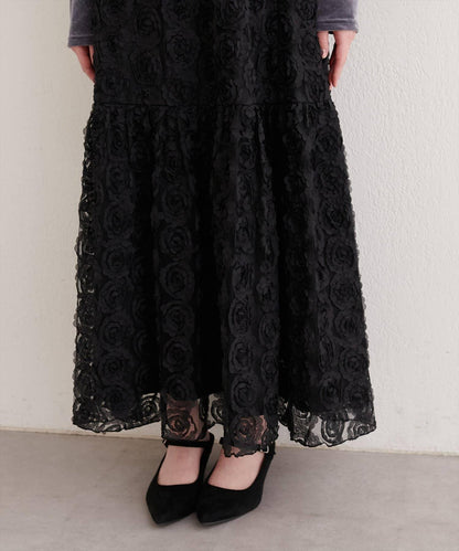花卉網紗蓬鬆半身裙