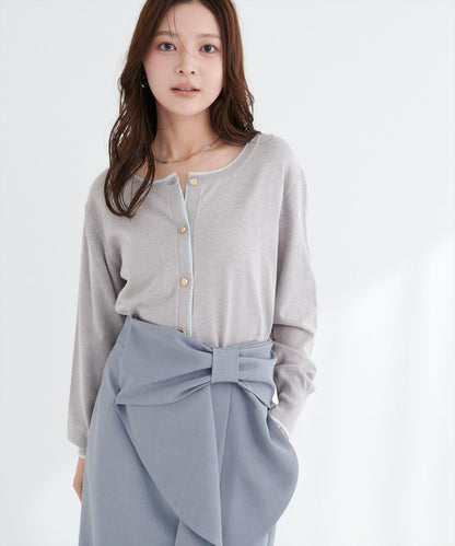 拼色金色紐釦針織開衫