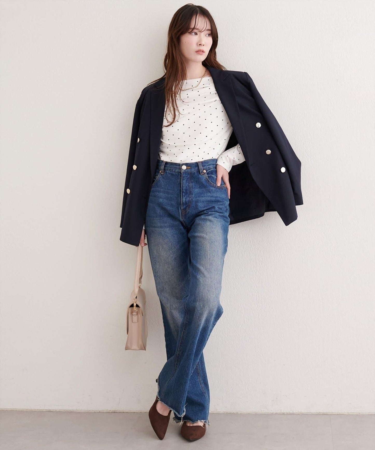 波點圖案垂墜感套頭衫