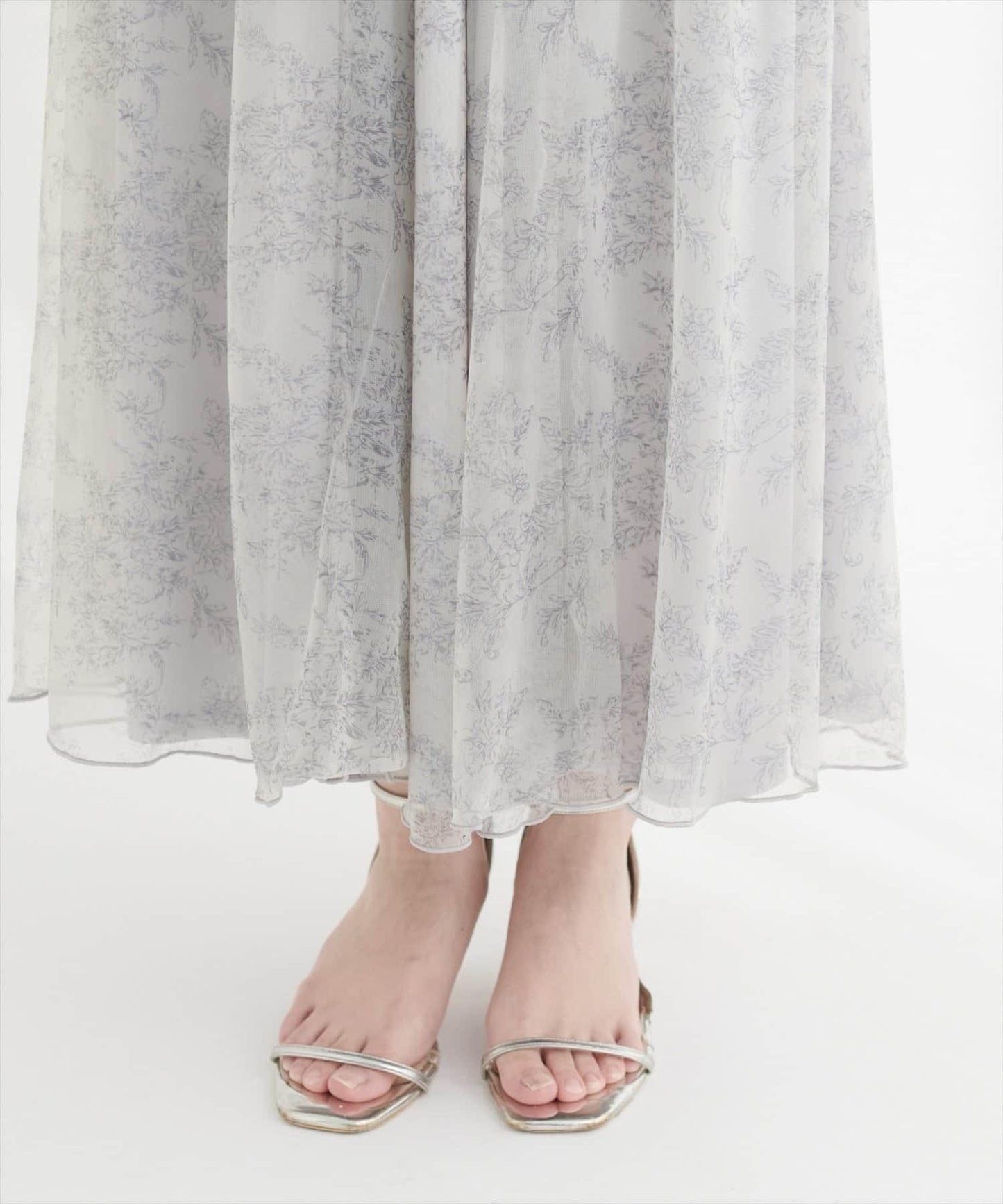 花卉圖案網紗連衣裙