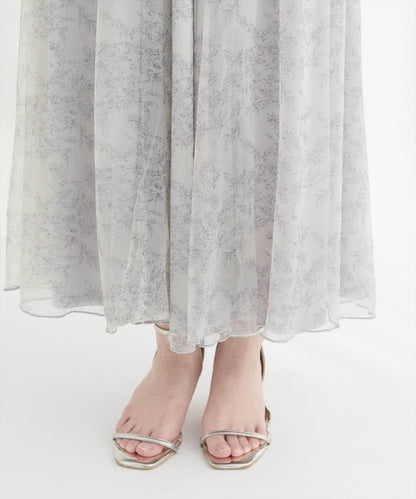 花卉圖案網紗連衣裙