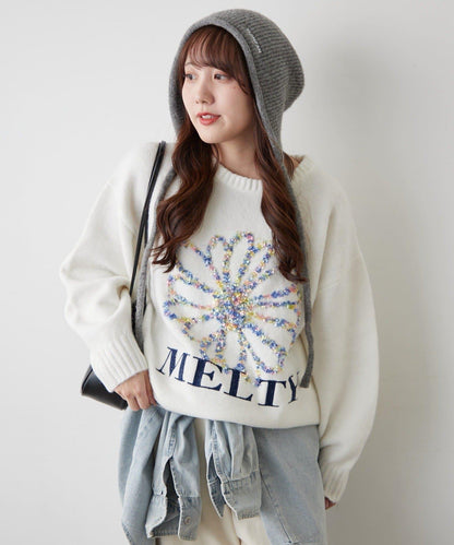 花卉提花針織毛衣
