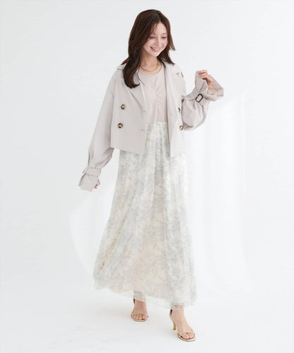 花卉圖案網紗連衣裙