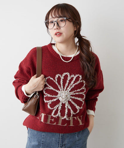 花卉提花針織毛衣