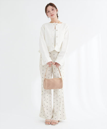 無領荷葉邊牛仔夾克