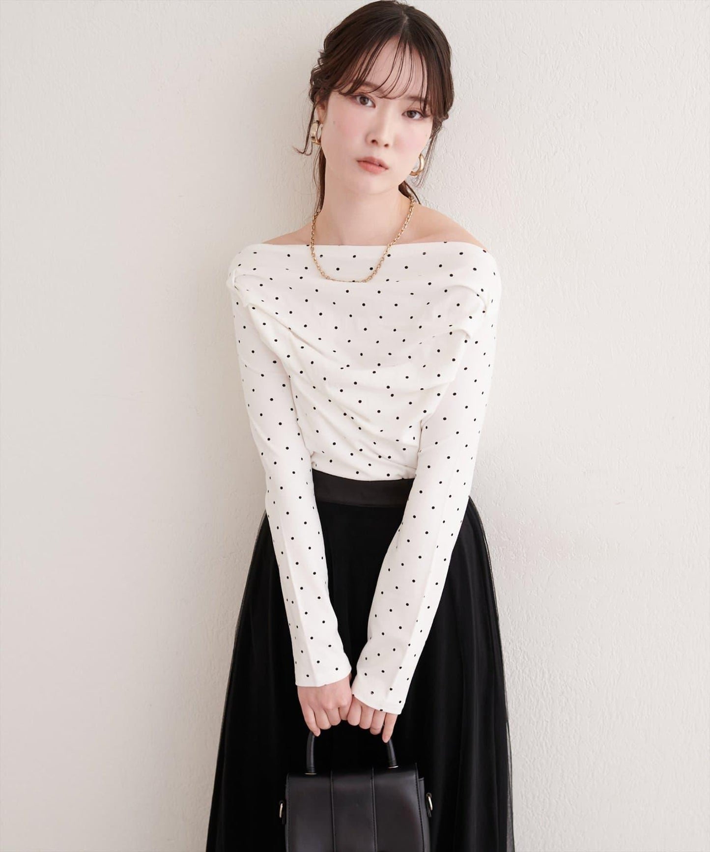 波點圖案垂墜感套頭衫
