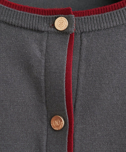 拼色金色紐釦針織開衫