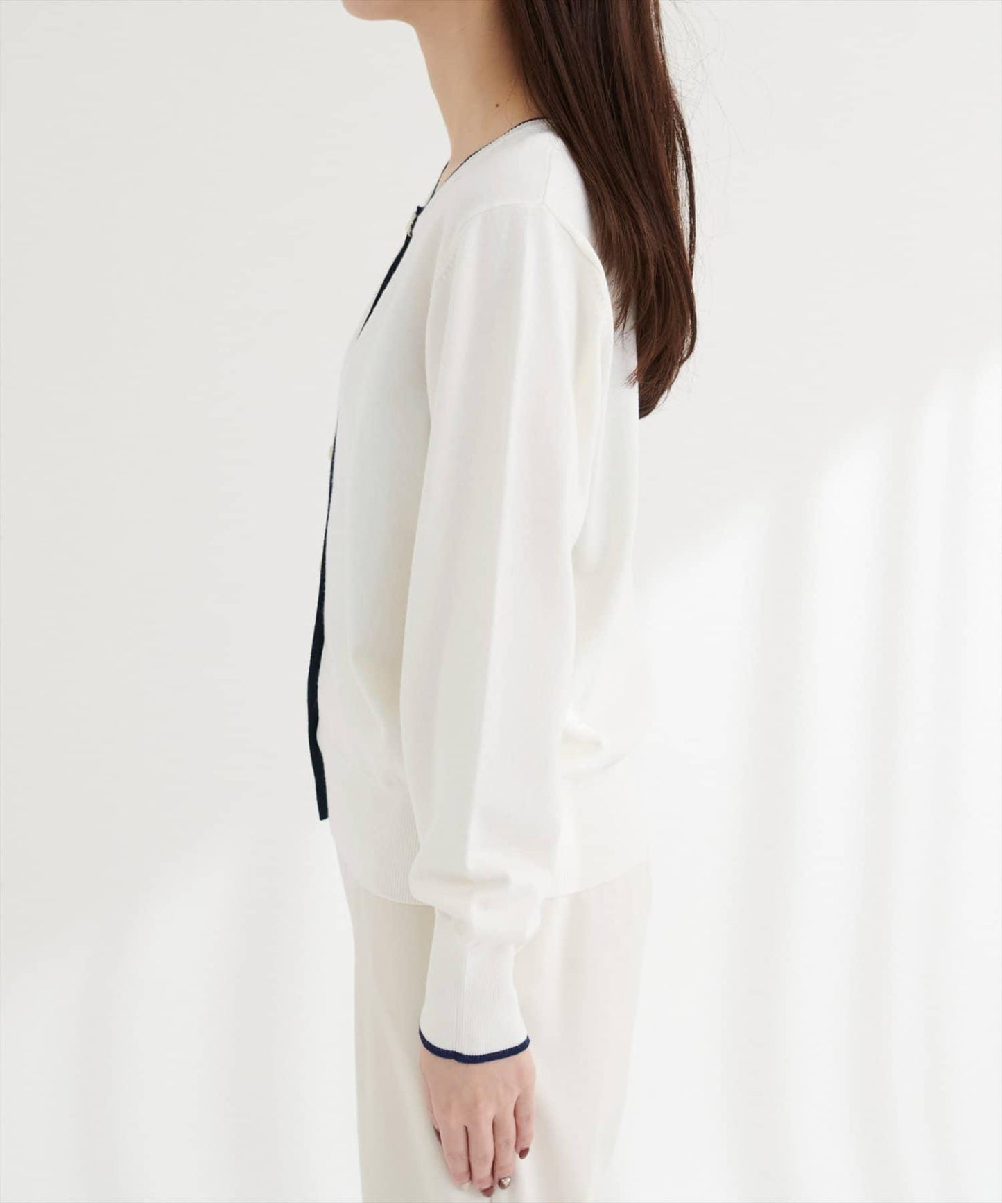 拼色金色紐釦針織開衫