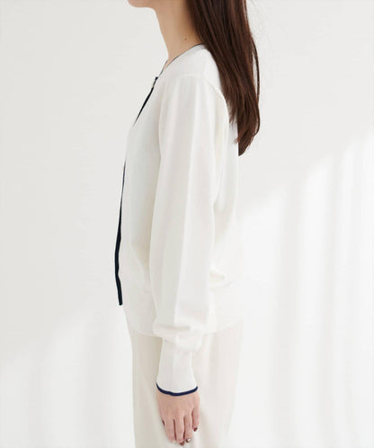 拼色金色紐釦針織開衫