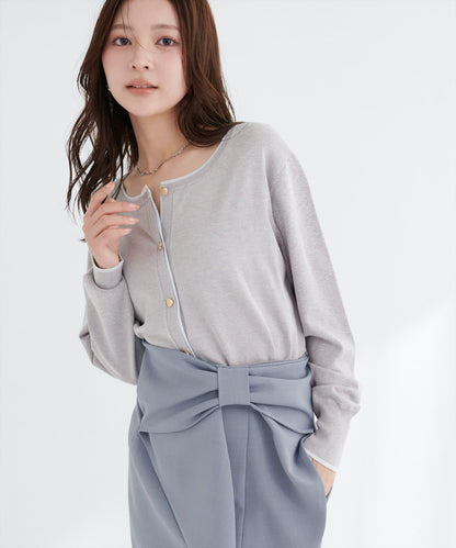 拼色金色紐釦針織開衫