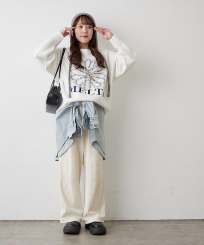 花卉提花針織毛衣