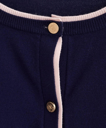 拼色金色紐釦針織開衫