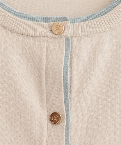 拼色金色紐釦針織開衫