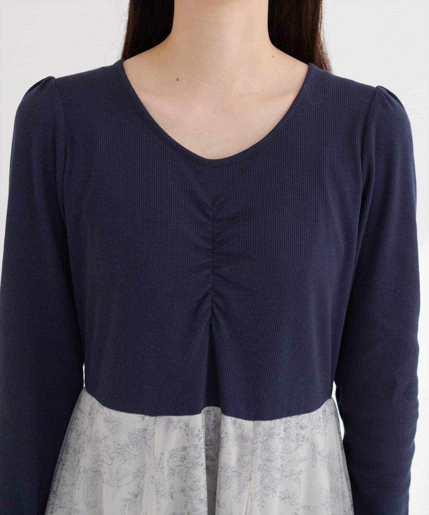 花卉圖案網紗連衣裙