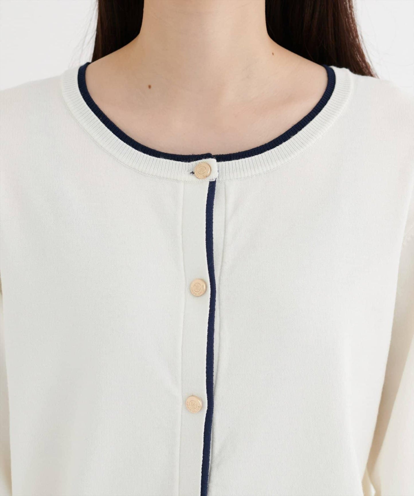 拼色金色紐釦針織開衫