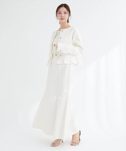 無領荷葉邊牛仔夾克