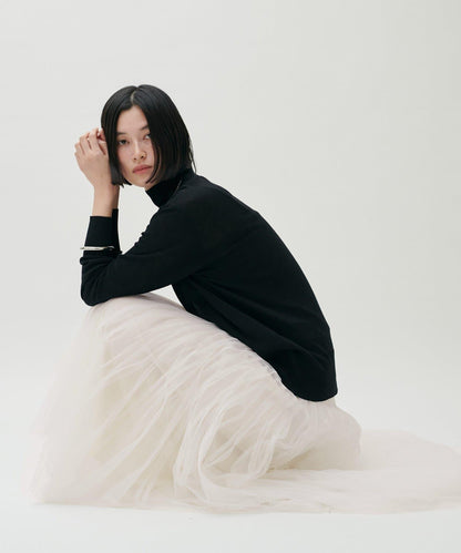 雙層褶皺蓬鬆網紗裙