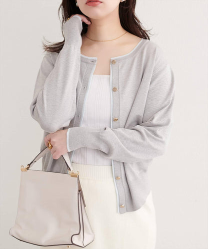 拼色金色紐釦針織開衫