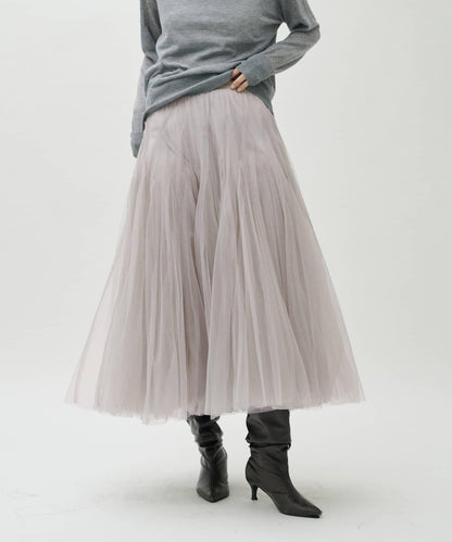 雙層褶皺蓬鬆網紗裙