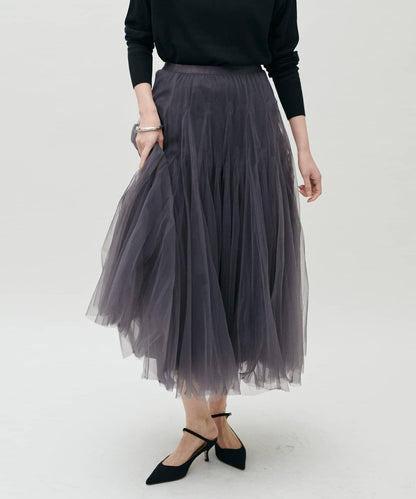 雙層褶皺蓬鬆網紗裙