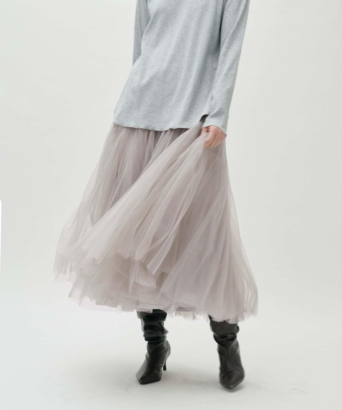 雙層褶皺蓬鬆網紗裙