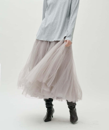 雙層褶皺蓬鬆網紗裙