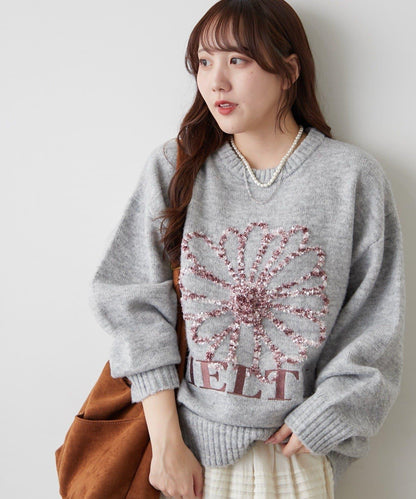 花卉提花針織毛衣